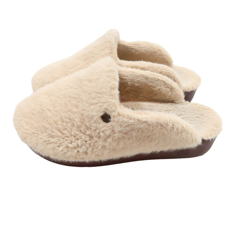 ALEGRIA Cream Faux Fur Scuff Clog Style Rubber Sole Slippers Size 9 - Picture 5 of 11